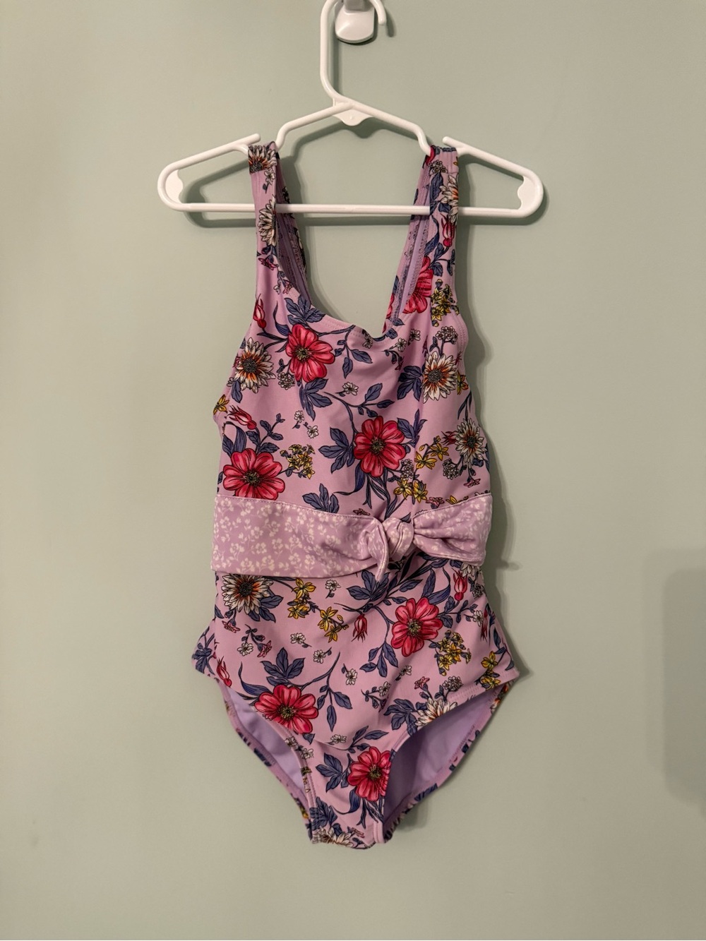 Girls Floral One-Piece Swimsuit - Pink Size 7/8